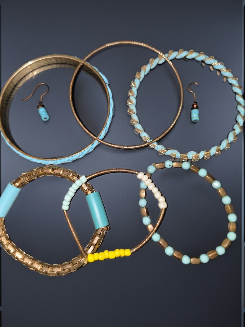 Turquoise Beaded Hoop Earrings and Bracelet Set